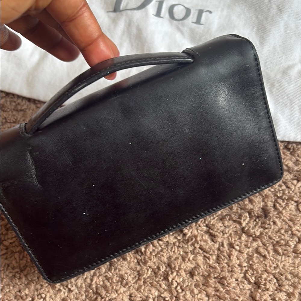 Dior Black Leather Clutch with Gold Bee Accent - Picture 7 of 16